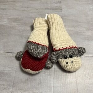 Delux Knit Sock Monkey Mittens Adult Classic Gloves